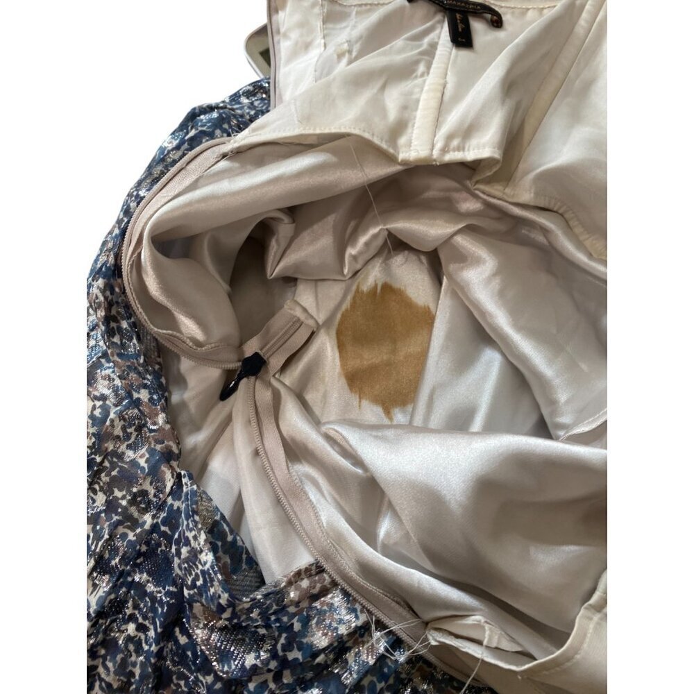 BcbgMaxazria Silk Abstract Floral Print Empire Maxi Long Dress Chiffon Gown Navy - Picture 8 of 11